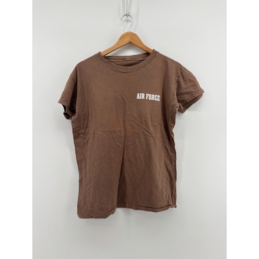 US Air Force Military Shirt Mens Brown Short Sleeve Crewneck PT USAF T-Shirt S